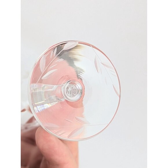 Pair of 1930s Rock Sharpe Etched Crystal Cordial Glasses Antique Glass Barware - Picture 7 of 9